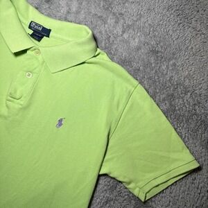 VTG Polo By Ralph Lauren Boys SZ L (16/18) Short Sleeve Lime Green Purple Pony